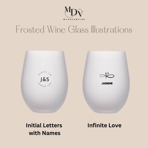 [COUPLE ANNIVERSARY GIFT SET] : The Eternal Toast - Printed Frosted Stemless Wine Glass